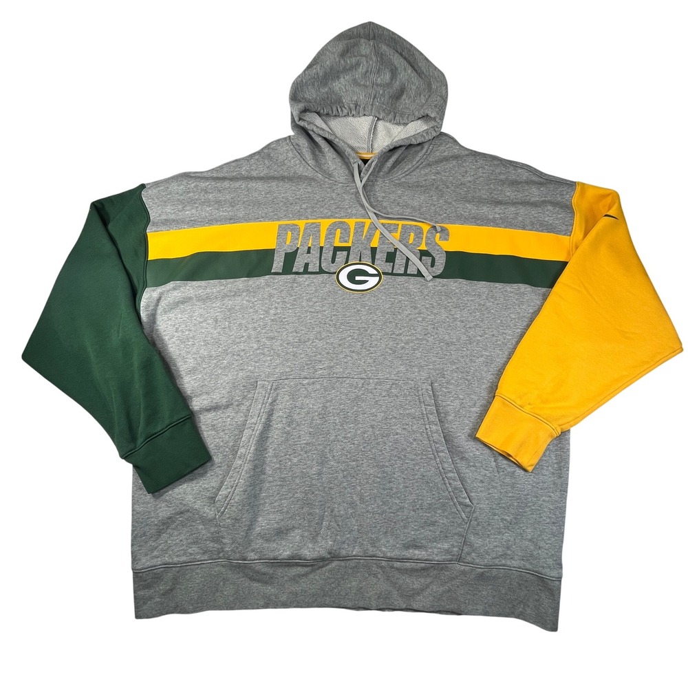 Nike NFL Green Bay‎ Packers Hoodie Mens 3XL Gray Colorblock Davante Adams 17 FB